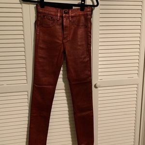 Rag & Bone High Rise Skinny Ankle coated jean